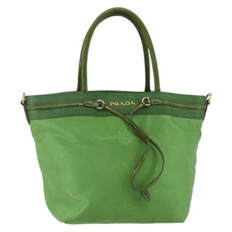 Prada Pre-owned Handbags, female, Green, Size: ONE SIZE Pre-owned Nylon Handbag