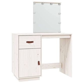 Berkfield Home Dressing Table with LED White 95x50x133.5 cm Solid Wood Pine