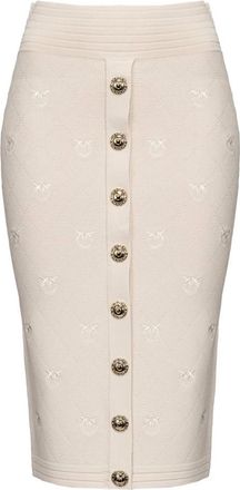 Pinko Jacquard Piquet Kokerrok - Dames - Kokerrokken - Beige - S - Rokken