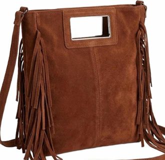 Debbie Katz Womens Crissy Fringed Bag In Brown