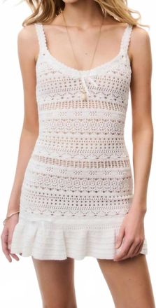 LoveShackFancy Madiya Crochet Cotton Mini Dress In Coastal Sand