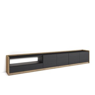 Skraut Home Mueble tv efecto madera negro y roble 310x37x50cm con led