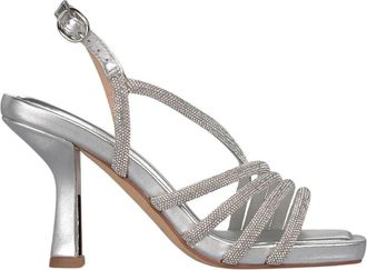 Alma En Pena Tubular Shiny Sandal - Dames - Sandalen met hakken - Grijs - 41 EU - Leer - Schoenen