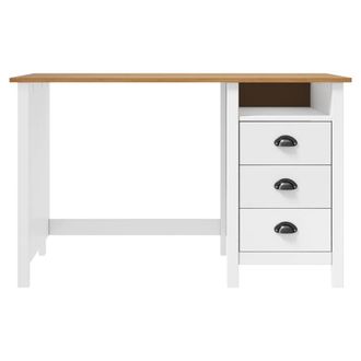 Berkfield Home Desk Hill with 3 Drawers 120x50x74 cm Solid Pine Wood in White | Size: 120 x 50 x 74 cm