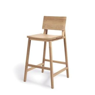 Ethnicraft Bar stool N - Natural wood - Solid oak - Designer Nathan Yong