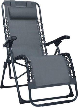 vidaXL Vidaxl - Tumbona plegable de terraza textileno gris