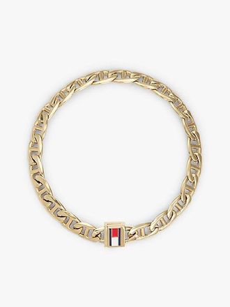 Tommy Hilfiger Enamel Flag Gold-Plated Chain-Link Bracelet