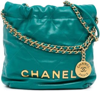 Chanel Borsa a tracolla Shiny 22 mini in pelle di vitello 2021-2024 - Verde