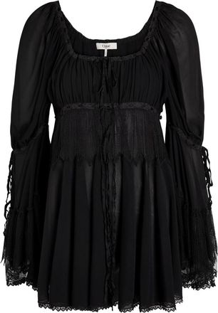 Chloé Lace-embellished Silk-chiffon Blouse - Black - 40 (UK12 / M)