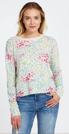 Autumn Cashmere Multi Color Leopard Crew Sweater In Multicolor