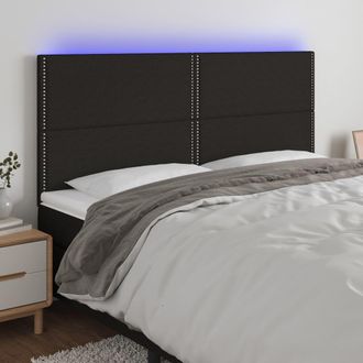 vidaXL Cabecero Con Luces Led Tela Negro 160x5x118/128 Cm Vidaxl