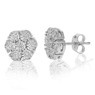 Vir Jewels 1/2 cttw Lab Grown Diamond Composite Earrings in Sterling Silver With Push Backs For Women