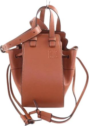 Loewe Pre-owned Hammock Drawstring Mini Leather 2way Schoudertas - Dames - Vintage Tas - Bruin - ONE Size - Leer - Vintage
