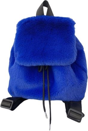 Generic Fashionable Plush Furry Small Backpack for Women Adjustable Shoulder Bag with Drawstring Closures Flap Covers