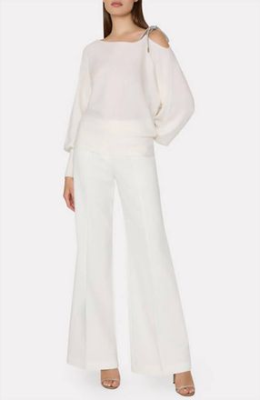 Milly Crystal Tie Sweater In Ecru