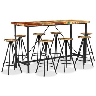 vidaXL Vidaxl Set Da Bar 9 Pz In Legno Massello Di Recupero
