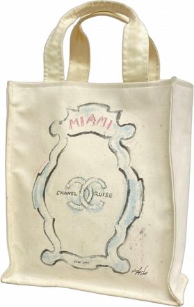 Chanel Ivory Canvas Tote Bag (Pre-Owned)