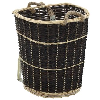 vidaXL Cesto Para Le&ntilde;a Con Correas Transporte Sauce Natural 57x51x69cm Vidaxl
