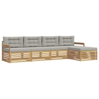 vidaXL Conjunto De Sof&aacute;s De Exterior 5 Pcs Blanco Y Gris Claro Vidaxl