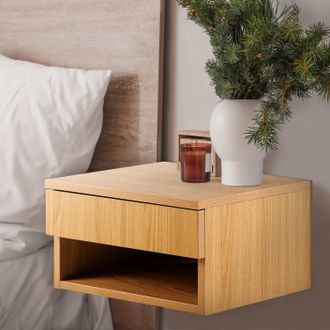 Jonathan Y Designs Ettore 15.71 Mid-Century Modern Floating Wall Mounted Nightstand with Soft-Close Drawer and Cable Hole