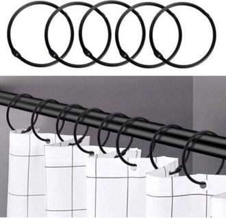 OEM Negro - 24 Anillas Para Cortina De Ducha, Ganchos Inoxidables Para Cortina De Ducha, Anillas Redondas Decorativas Para Cortina De Ducha Y Ganchos Para