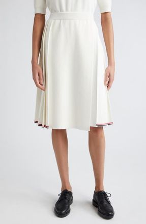 Thom Browne Pleat Back Cotton Sweater Skirt in White at Nordstrom, Size 0 Us