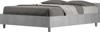 ITYhome Letto Alla Francese - Nuamo - Colore: Grigio - Dimensione Rete: 140x190 - Tipologia Letto: Con Rete E Contenitore