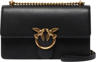 Pinko Love One Classic - Dames - Schoudertassen - Zwart - ONE Size - Leer - Tassen
