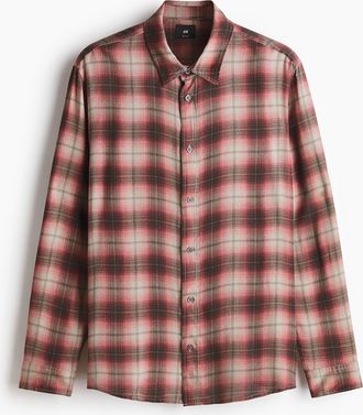 H&M Hemd in Relaxed Fit - Rosa/Kariert