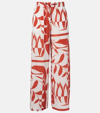Max Mara Pantalones anchos Voto de seda estampados