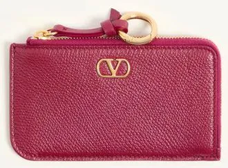 Valentino Garavani Charm portacarte con zip VLogo Signature Valentino Garavani in Vitello Granato Donna INSOLENT UNI