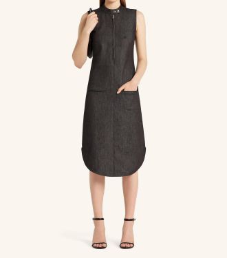 Courr&egrave;ges Biker Zipped Denim Dress In Black