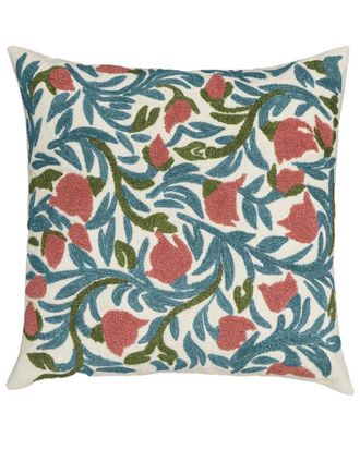 TOV Furniture Tulip Embroidered Floral Wool 20in Square Accent Cushion