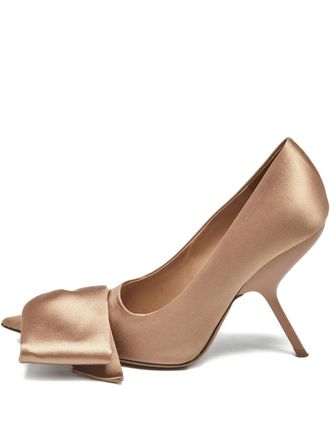 Ferragamo satin bow-detail pumps - Neutrals