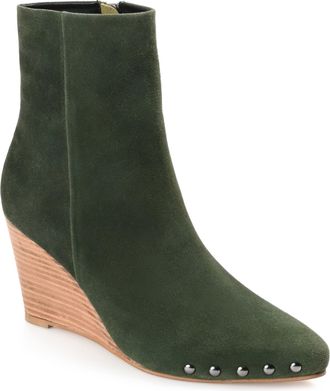 Journee Collection Womens Genuine Leather Reeya Almond Toe Wedge Ankle Booties