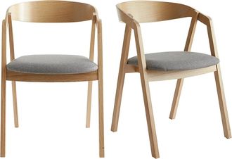Miliboo Miliboo - Set De 2 Sillas N&oacute;rdicas De Madera Clara De Roble Macizo Y Tela Gris Lova