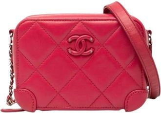 Chanel Pre-owned Vintage Quilted Lambskin Crossbody Bag - Dames - Vintage Schoudertas - Roze - ONE Size - Leer - Vintage