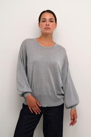 Kaffe KAankra Shimmer Knit Round Neck Pullover in Grey Melange at Nordstrom, Size X-Large