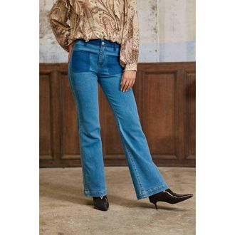 La petite &eacute;toile Stoned bootcutjeans met zakken in denim brut, SONNYA