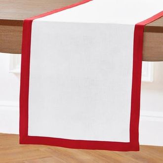 Solino Home Linen Table Runner for Dining Table, Holiday and Everyday Table Decor - Classic in Red And White at Nordstrom, Size Xx-Small