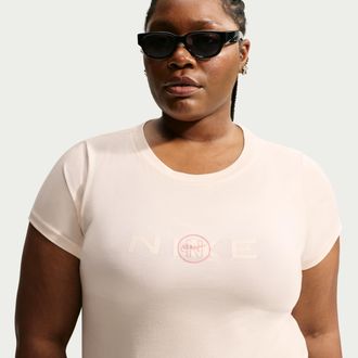 Nike Womens Nike Sportswear Chill Knit Slim Cropped T-Shirt (Plus Size) in White | IM3098-103