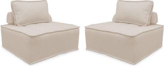 Sweeek Sofá modular en tela lisa, 2 plazas, crema