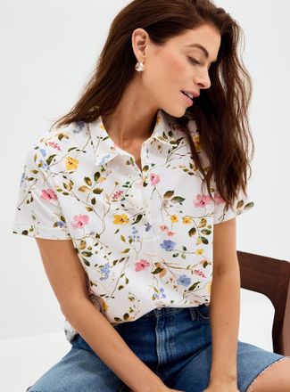 Contemporaine Womens Patterned stretch jersey Polo Shirt shirt