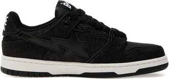 A Bathing Ape Sneakers denim con decorazione a stella - Nero