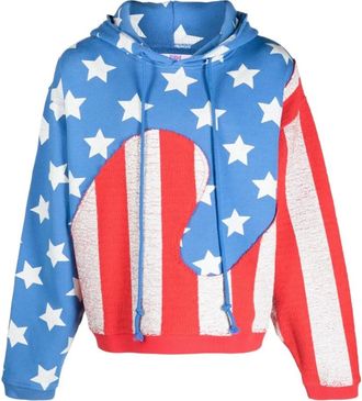 ERL Blauwe hoodie met printeffect - Heren - Hoodies - Blauw - L - Katoen - Hoodies & sweatvesten