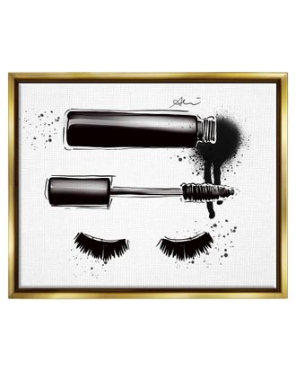 Stupell Industries Glam Mascara Lashes Makeup Framed Floater Canvas Wall Art By Alison Petrie