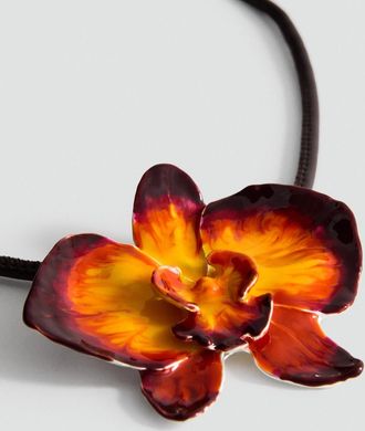 Mango Collana rigida maxi fiore arancione - Donna - Taglia unica - MANGO