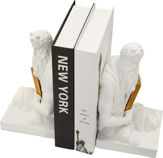 Dmora Faropa Skulptur, Buchst&uuml;tze, Strukturfarbe Gold, Wei&szlig;