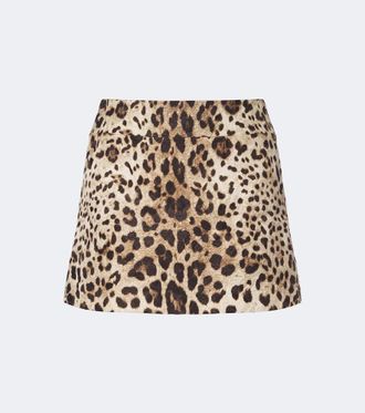 Dolce & Gabbana Leopard-print cotton and silk-blend miniskirt