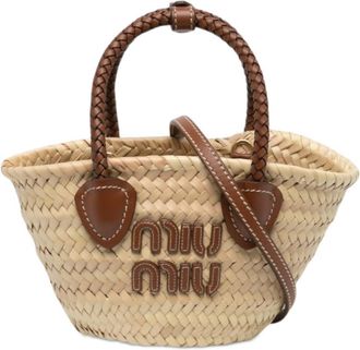 Miu Miu Pre-owned Miu Miu Raffia Logo Braided Top Handle Bag Ladies WPIWKYNSCDAW557R